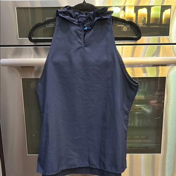 Forever 21 Dark Blue‎ Ruffle Neck Top - Picture 3 of 5